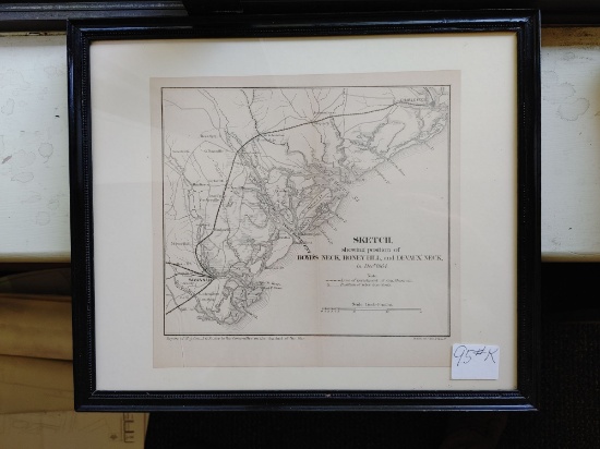 Framed Civil War Battlefield Map