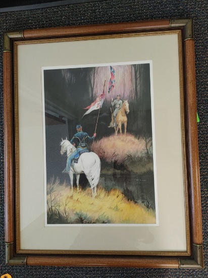 Mounted Civil War Soldiers Scene Print