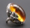 Impressive Sterling Silver & Amber Art Nouveau Ring
