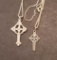 (2) Sterling Cross Pendants on Chains, (1) 16