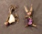 (2) Sterling Silver Pins 91) Rabbit with Amethyst & Garnet