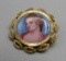 18K Yellow Gold Brooch with Painted Porcelain