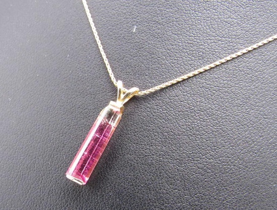 14K Yellow Gold & Rose Tourmaline Necklace