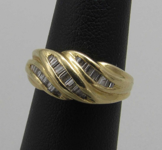 14K Yellow Gold and Baguette Diamond Ring