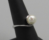 10K White Gold Ring and Pearl Ring
