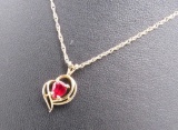 14K Yellow Gold & Ruby Necklace