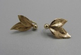 Pair of 14K Yellow Gold Leaf Earrings