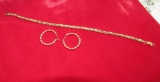 14K Yellow Gold Bracelet & Pair of Hoop Earrings