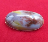 10K Yellow Gold & Agate Brooch