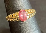 14K Yellow Gold & Pink Stone Ring