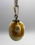 Carved Ivory Chick in Egg Pendant