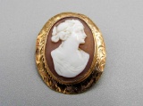 10K Rose Gold Cameo Brooch / Pendant