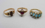 (3) Victorian 10K Gold Rings