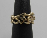 14K Yellow Gold Free Form Ring with (2) Diamonds