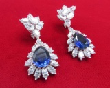 Pair of Sterling Silver & CZ Earrings