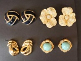 (4) Pairs of Good Costume Clip On Earrings