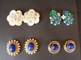 (4) Pairs of Good Costume Clip On Earrings