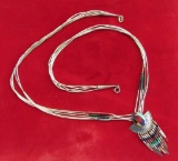 Native American 5 Strand Liquid Silver Necklace