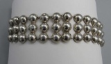 Sterling Silver Half Bead Bracelet, 7