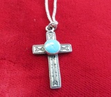 Sterling Silver Chain with Sterling Cross, 23