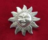 Sterling Silver Sun Pin, 1 1/2