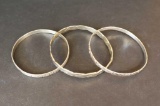 (3) Sterling Silver Bangle Bracelets, (2) 7 3/4
