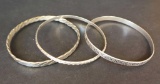(3) Sterling Silver Bangle Bracelets, 8