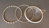 (3) Sterling Silver Bracelets incl (1) hinged