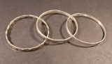 (3) Sterling Silver Bangle Bracelets, (2) 8
