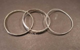 (3) Sterling Silver Bangle Bracelets, (2) 8
