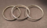 (3) Sterling Silver Bangle Bracelets, 8 1/4