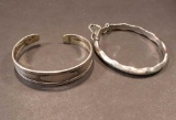 (2) Sterling Silver Bracelets, (1) ID Cuff Bracelet (NOT inscribed) 7