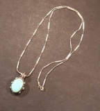 Sterling Silver Necklace w/turquoise pendant,