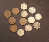 1882 Shield Nickel;(5) 2 Cents; (7) V Nickels