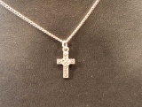 Sterling Silver Cross Necklace, 17