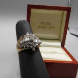 14K Yellow Gold & Diamond Cluster Ring