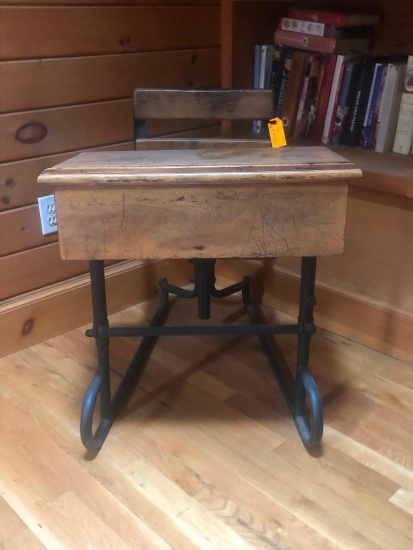 Antique School Desk w/ Attached Chair