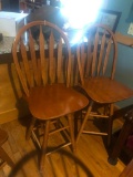 (2) Hardwood Arrow back Swivel Kitchen Stools