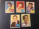 (5) 1957 Topps Hit Stars Cards; Elvis, Little Richard, Fats Domino