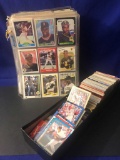(100+) Binder Sheets with 1970's-1990s Baseball Cards, plus small box of loose cards