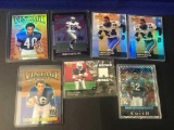 (7) NFL Football Cards; 2001-2007, Bowman Best, Upper Deck Rookie Jersey, etc