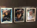 (3) Autographed Baseball Cards; Alan Johnson, Chase Davidson, John Ely