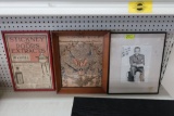 3 Pieces of Framed Ephemera