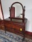 Mahogany Mirror Back 2 Over 2 Drawer Dresser w/ Pineapple Motive