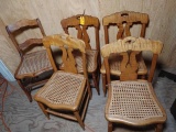 (4) Tiger Maple Cane Seat Side Chairs & Maple Cane Seat Chairs
