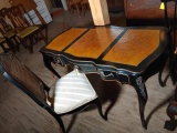 Drexel Furniture Leather Inlaid Desk w/ Cane Back Upholstered Chair