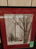 Signed Print of Pen and Ink of Church by Doris Fowler Dillenbeck