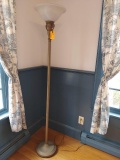 Patinated Metal Frosted Glass Floor Lamp
