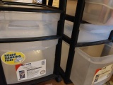 (3) Rolling Poly 3 Bin Storage Cabinets