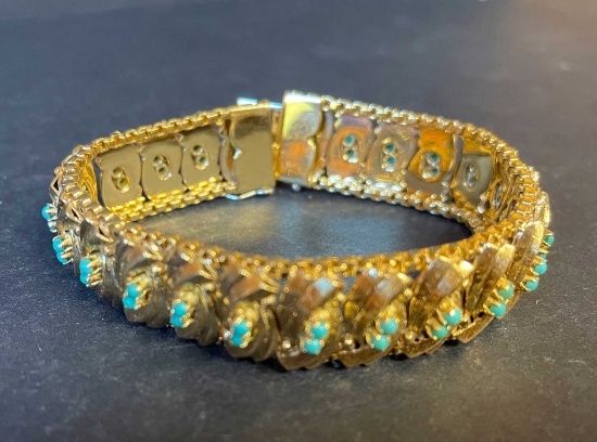 18K Yellow Gold & Turquoise Bead Bracelet